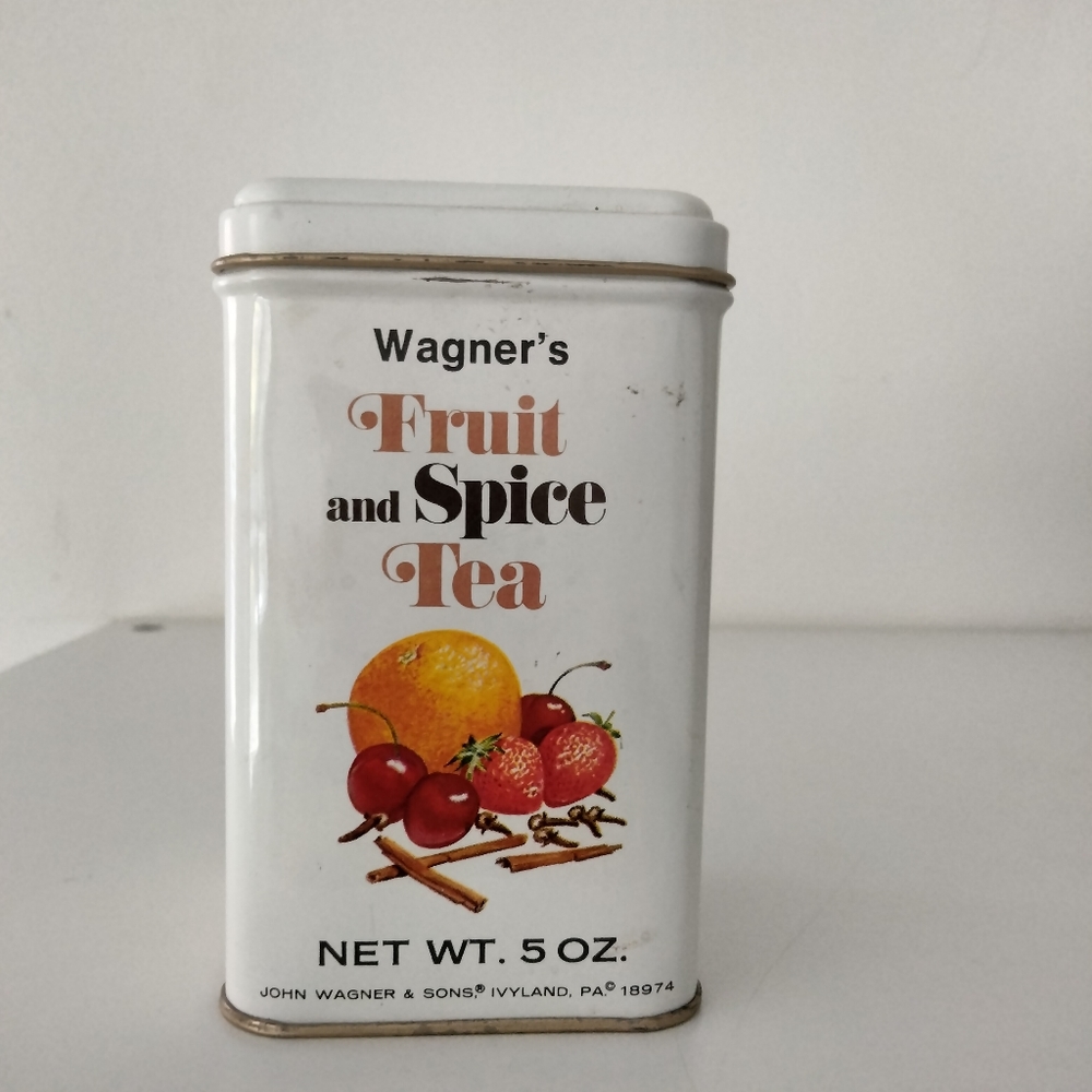 Vintage Wagner's Fruit and Spice Tea Square Tin Box 4.25" Empty 5oz